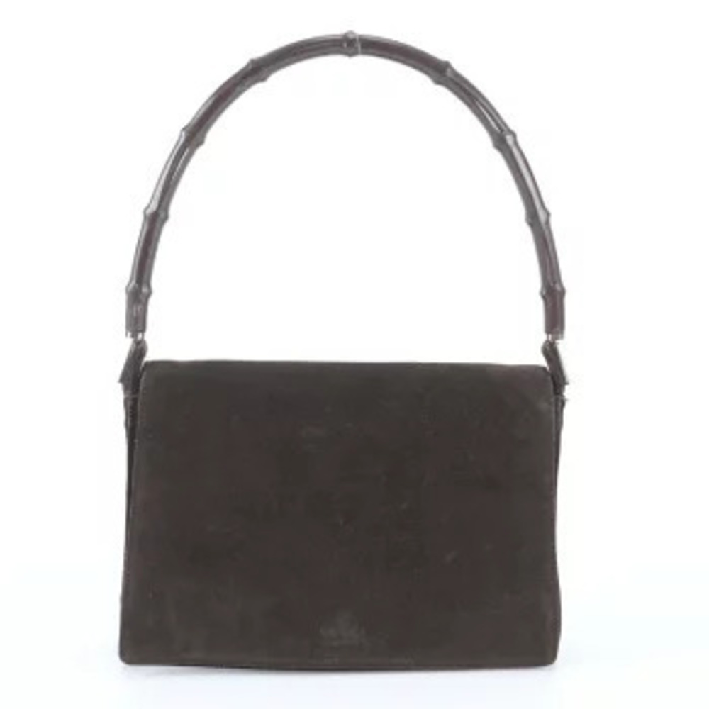 Gucci Bamboo Hobo Shoulder Bag Suede Leather Brown